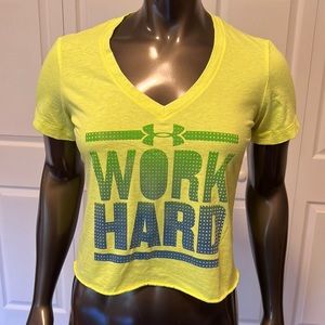 Under Armour Fitted Neon Heat Gear Short Sleeve Crip Top Size S